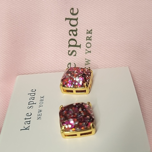 kate spade Pink Sparkle Square Stud Earrings - Picture 3 of 5